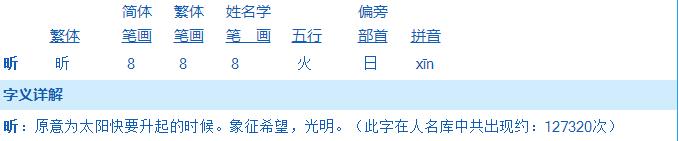 2017雞年帶“昕”字的最新寶寶起名大全